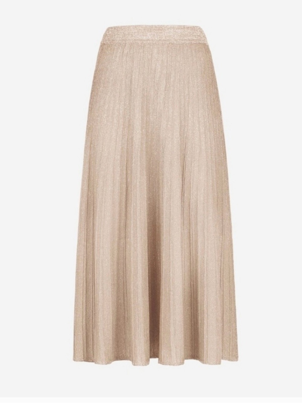 Cream Pleated Circle Skirt with Subtle Sheen